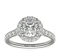 French Pavé Diamond Halo Engagement Ring in Platinum (1/2 ct. tw.)